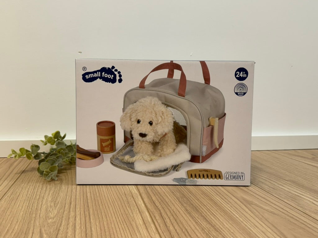 Hund mit Tasche & Pflege-Set rosa