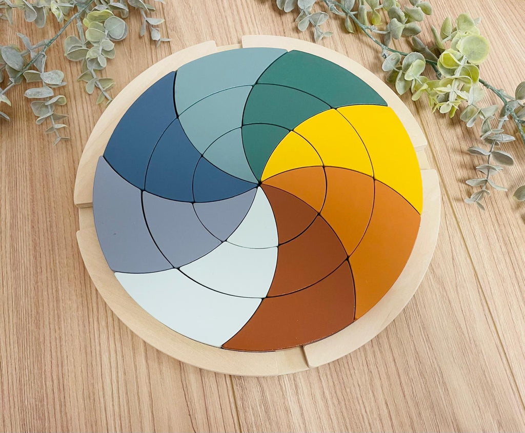 Regenbogen Puzzle aus Holz – Pastell