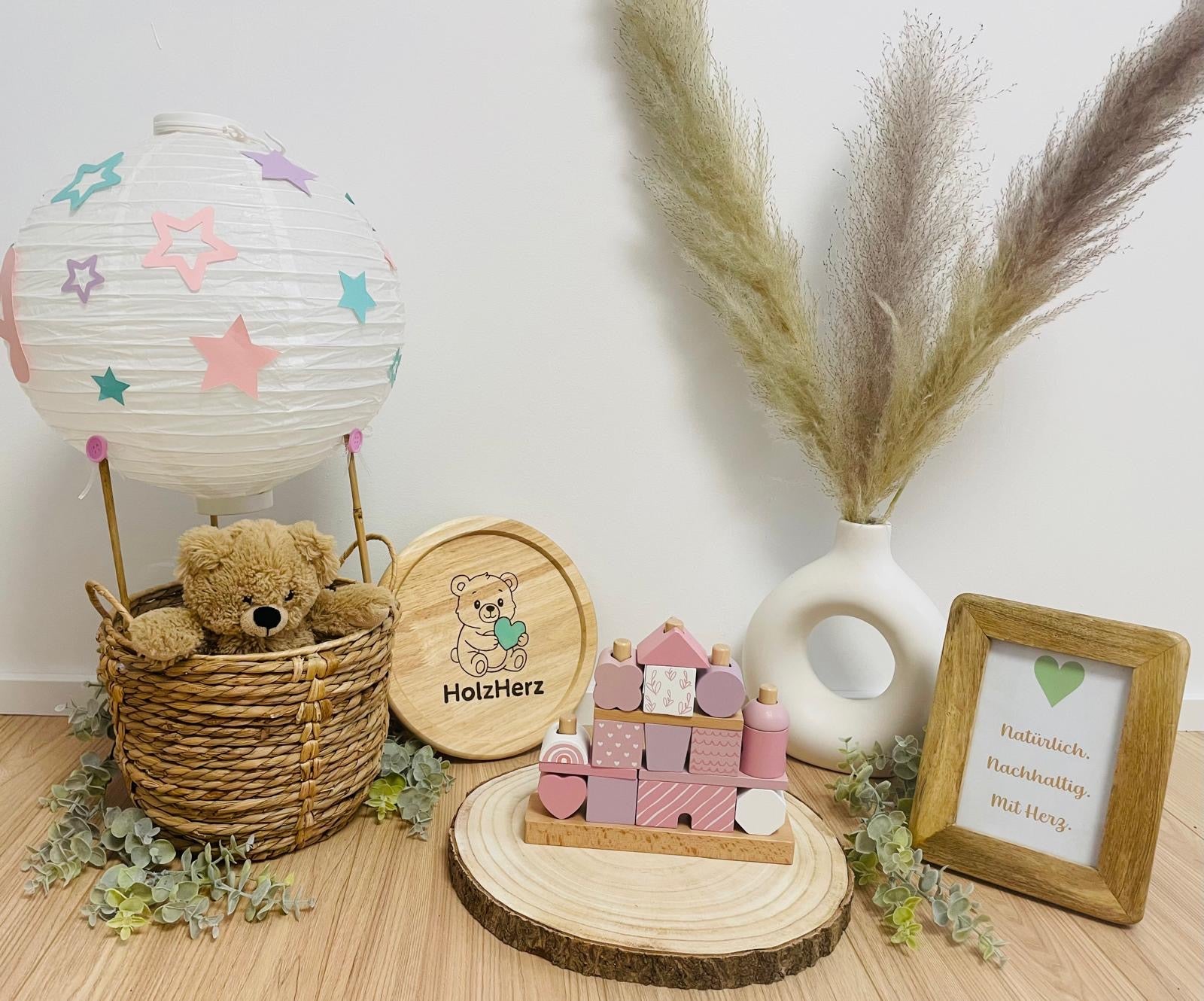 Steckspiel Haus Rosa aus Holz