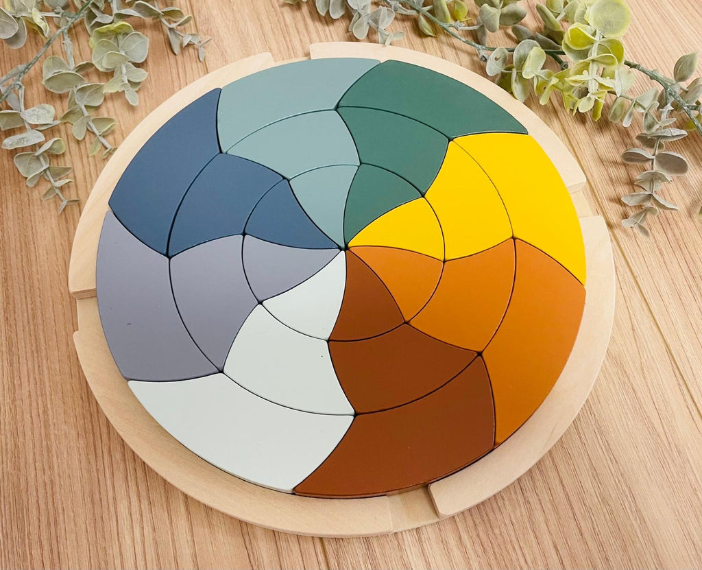 Regenbogen Puzzle aus Holz – Pastell