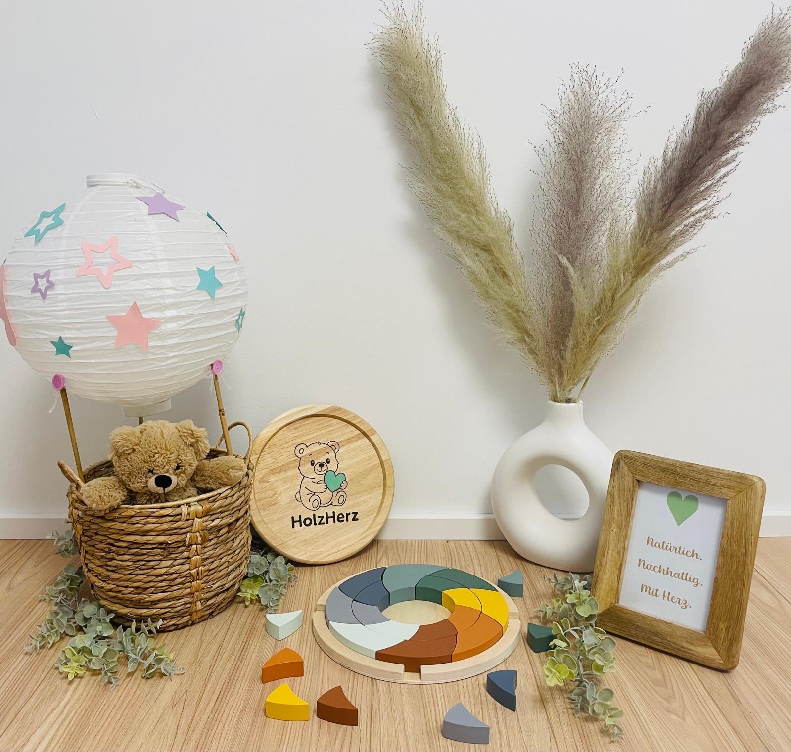 Regenbogen Puzzle aus Holz – Pastell