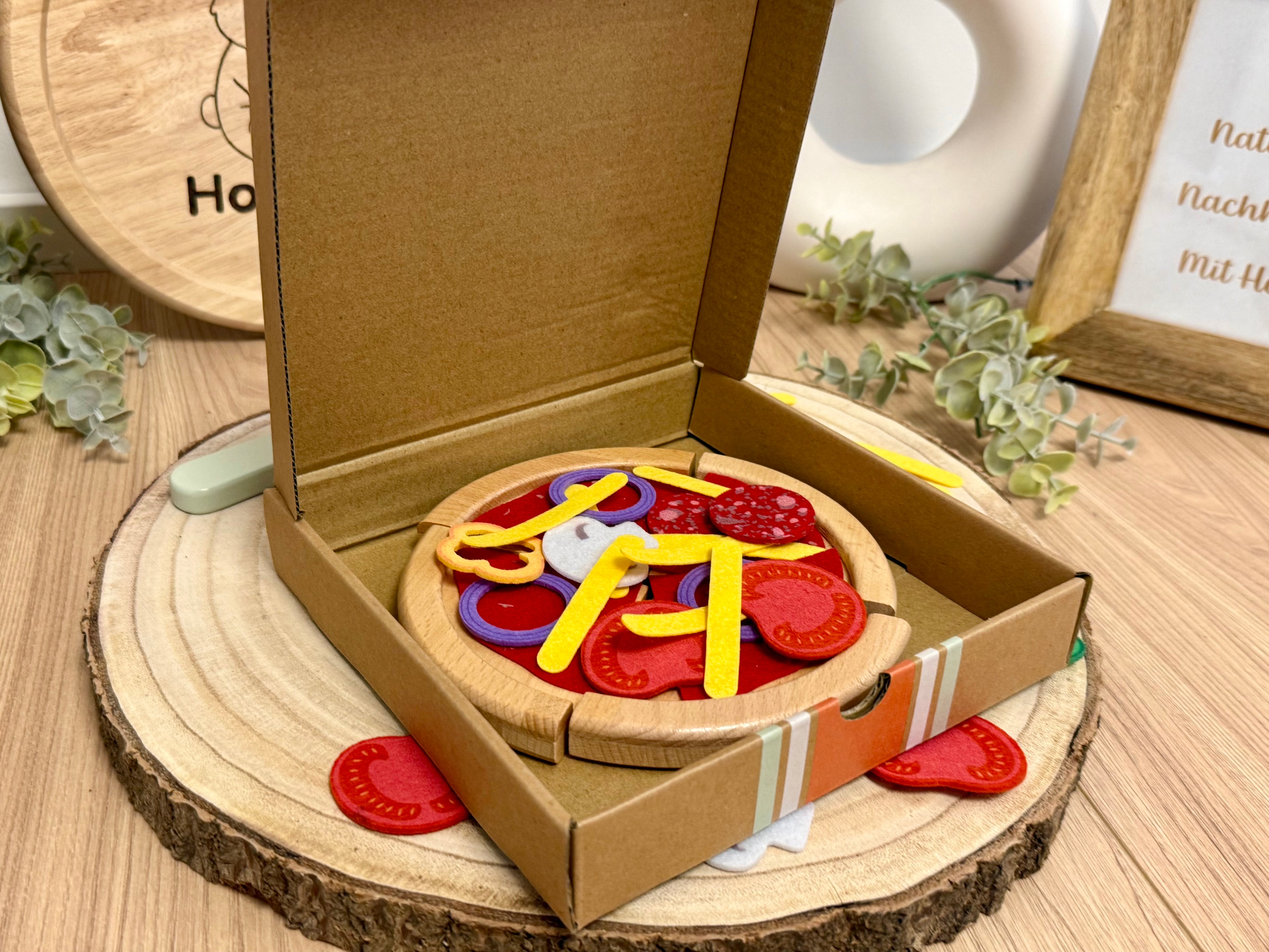 Pizza-Set aus Holz – Belegen, Schneiden & Servieren