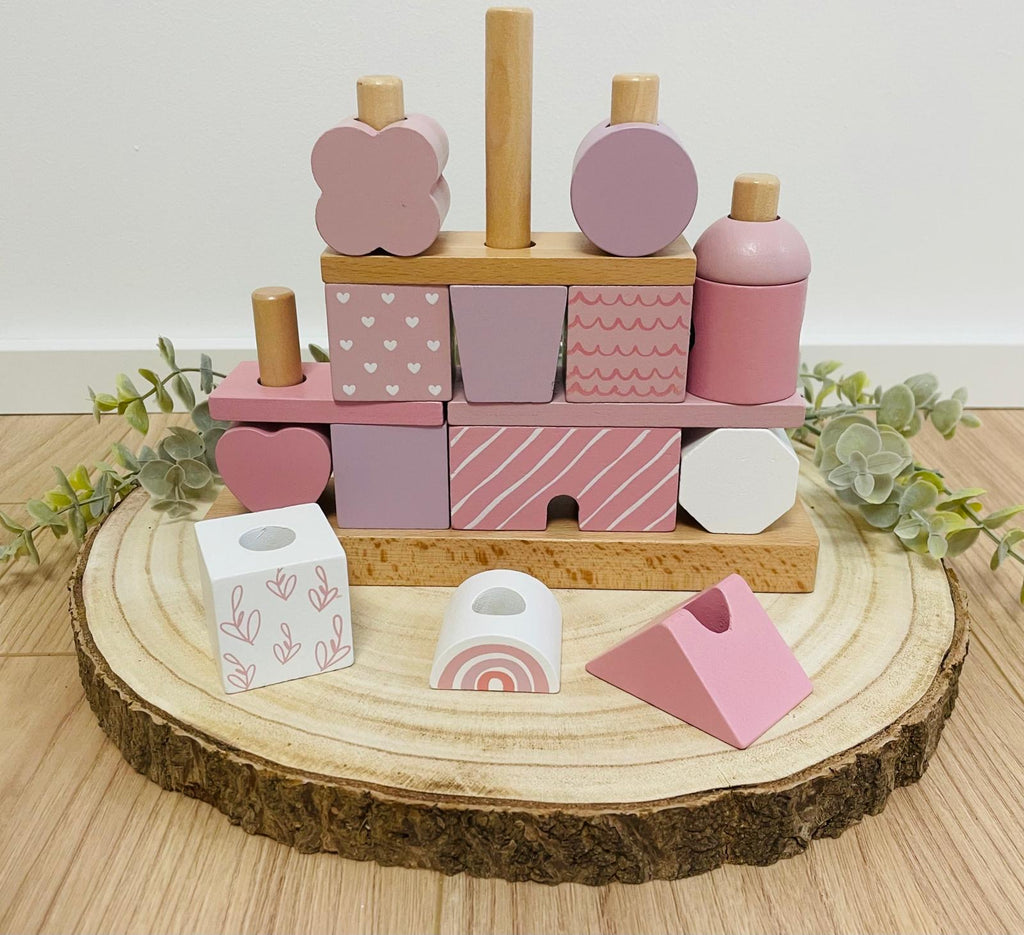 Steckspiel Haus Rosa aus Holz